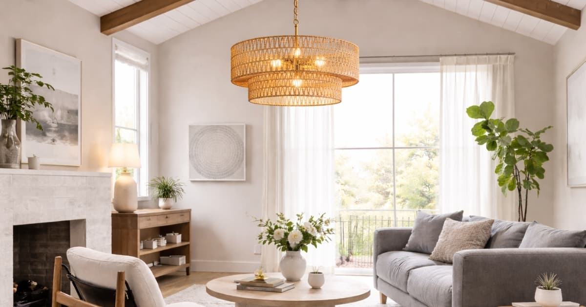 This SupMaka 23.6″ Boho Rattan Chandelier Could Transform Your Home Lighting