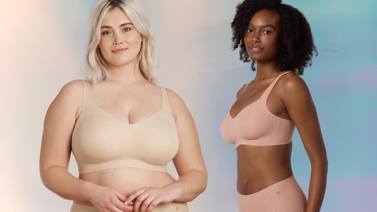 Models of different body types wearing Evelyn & Bobbie Beyond Bra highlighting wireless lift and seamless design