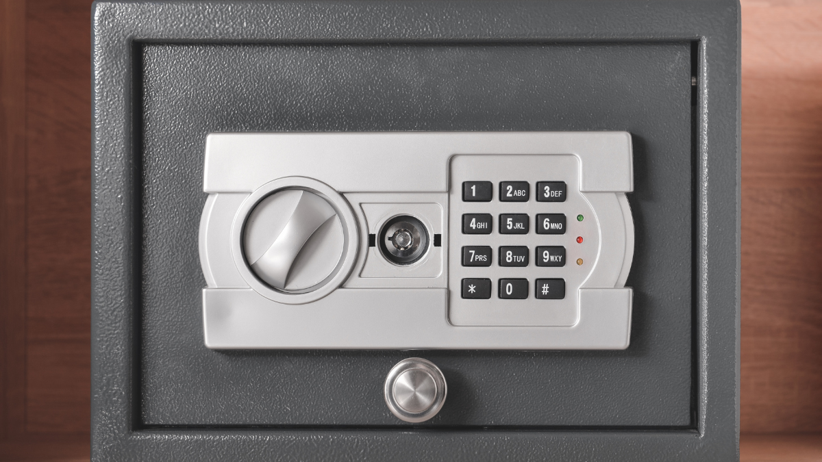 Digital keypad home safe with combination lock and metal door knob