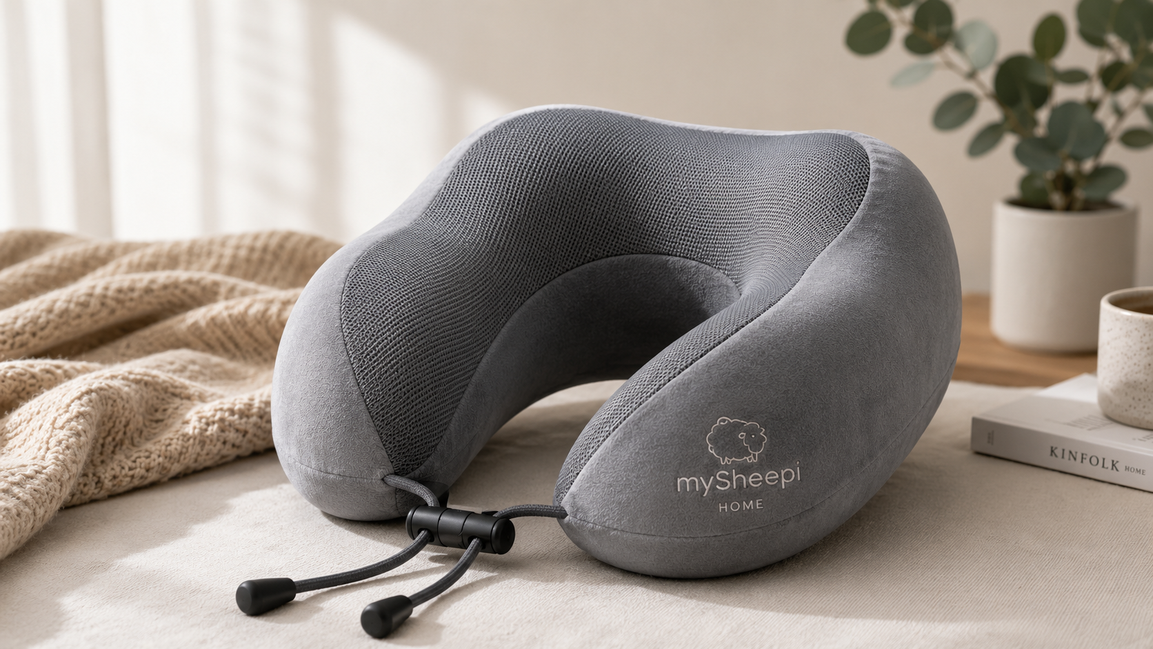 mySheepi HOME ergonomic adjustable neck pillow with movable neck roll and customizable filling system
