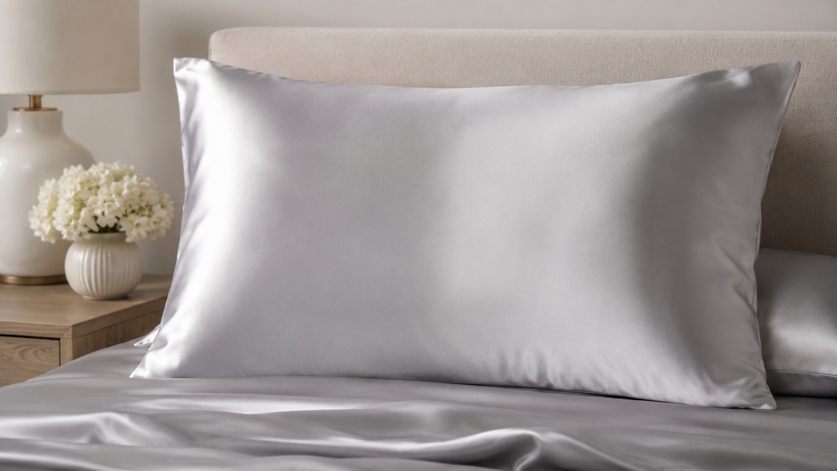 Silver Cloud Satin Ion Pillowcase with antimicrobial silver technology for skin and hair