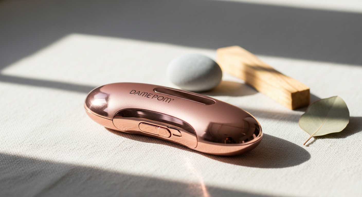 Dame Pom Palm Vibrator in soft pink silicone with ergonomic design