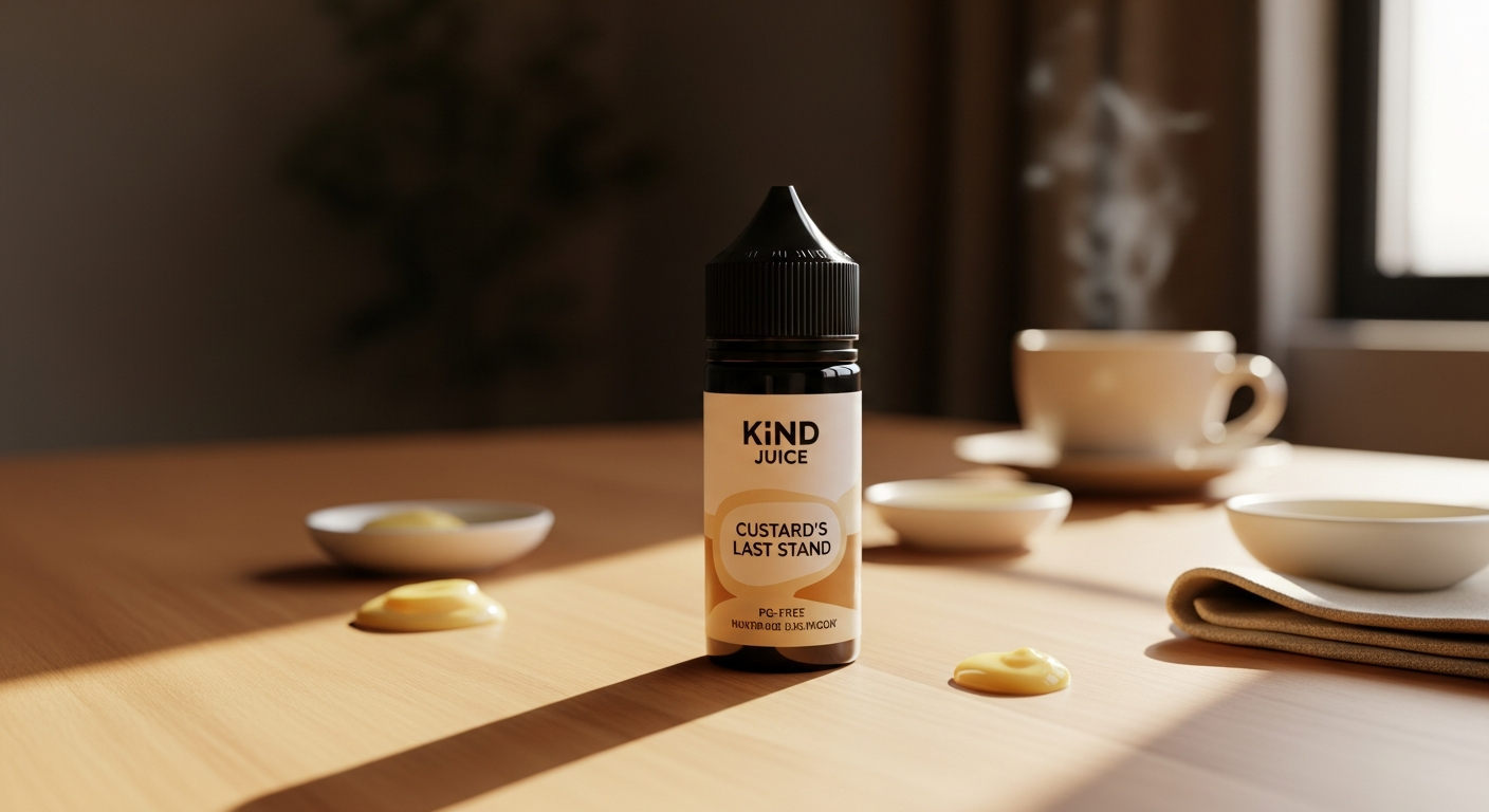 Kind Juice Custard's Last Stand E-Nectar bottle with organic butterscotch custard flavor