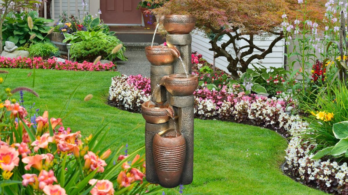 Hamiedun 5 -Tier Outdoor Garden Water Fountain Decor