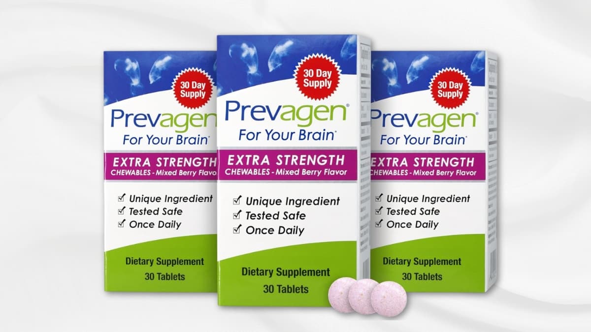 Three boxes of Prevagen Extra Strength Chewables in mixed berry flavor, each with 30 brain health tablets.