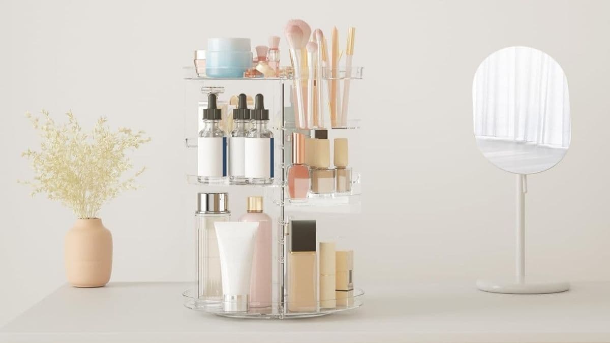 Jiavarry Rotating Makeup Organizer: 8 Adjustable Layers for Ultimate Beauty Storage