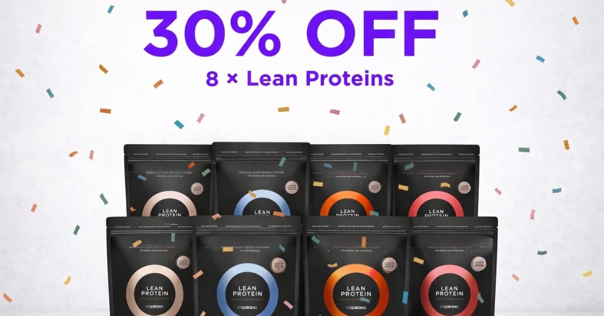 TROPEAKA Lean Proteins Bundle with eight plant-based protein bags and 30% off offer