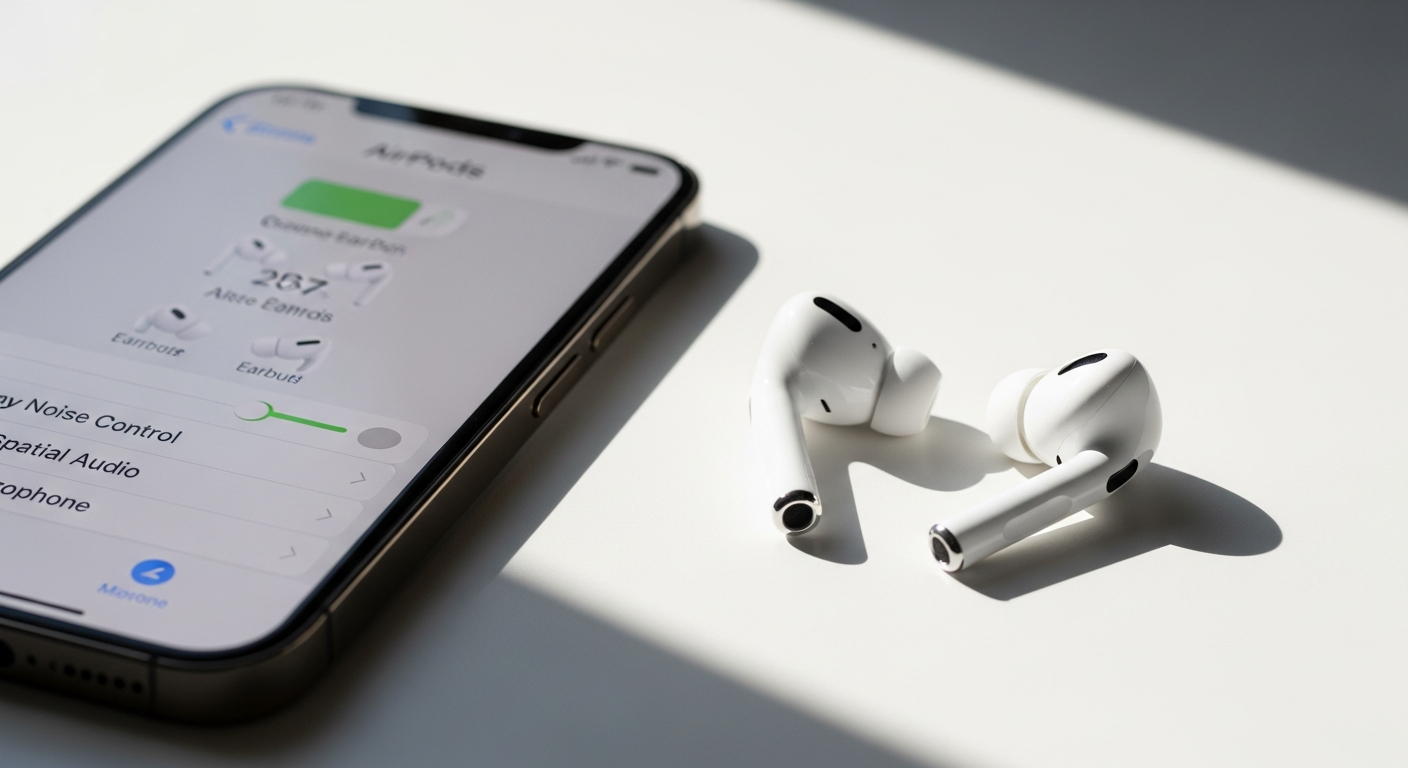Apple AirPods 4 earbuds with active noise cancellation in premium white finish