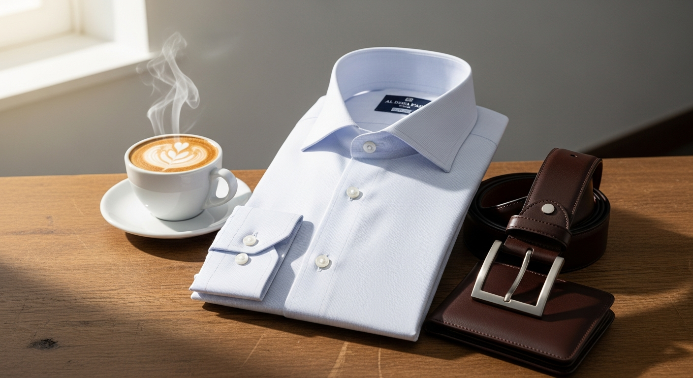 Premium Italian luxury dress shirt with mother-of-pearl buttons and single-needle stitching detail