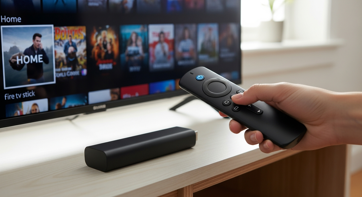 Amazon Fire TV Stick 4K Max streaming device with Alexa voice remote displayed on modern television setup