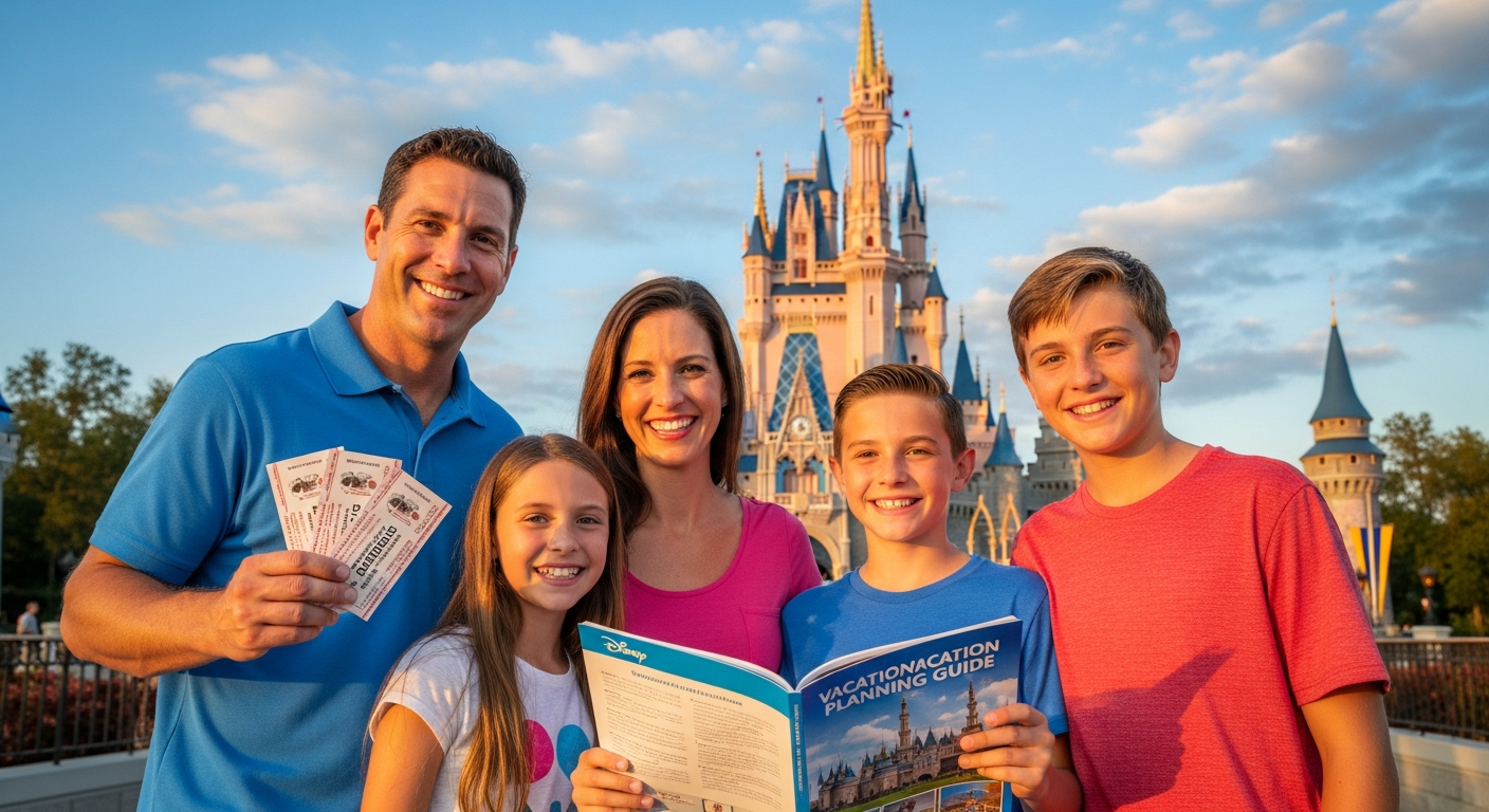 Disney 14-Day Magic Ticket Orlando theme park pass with castle and fireworks display