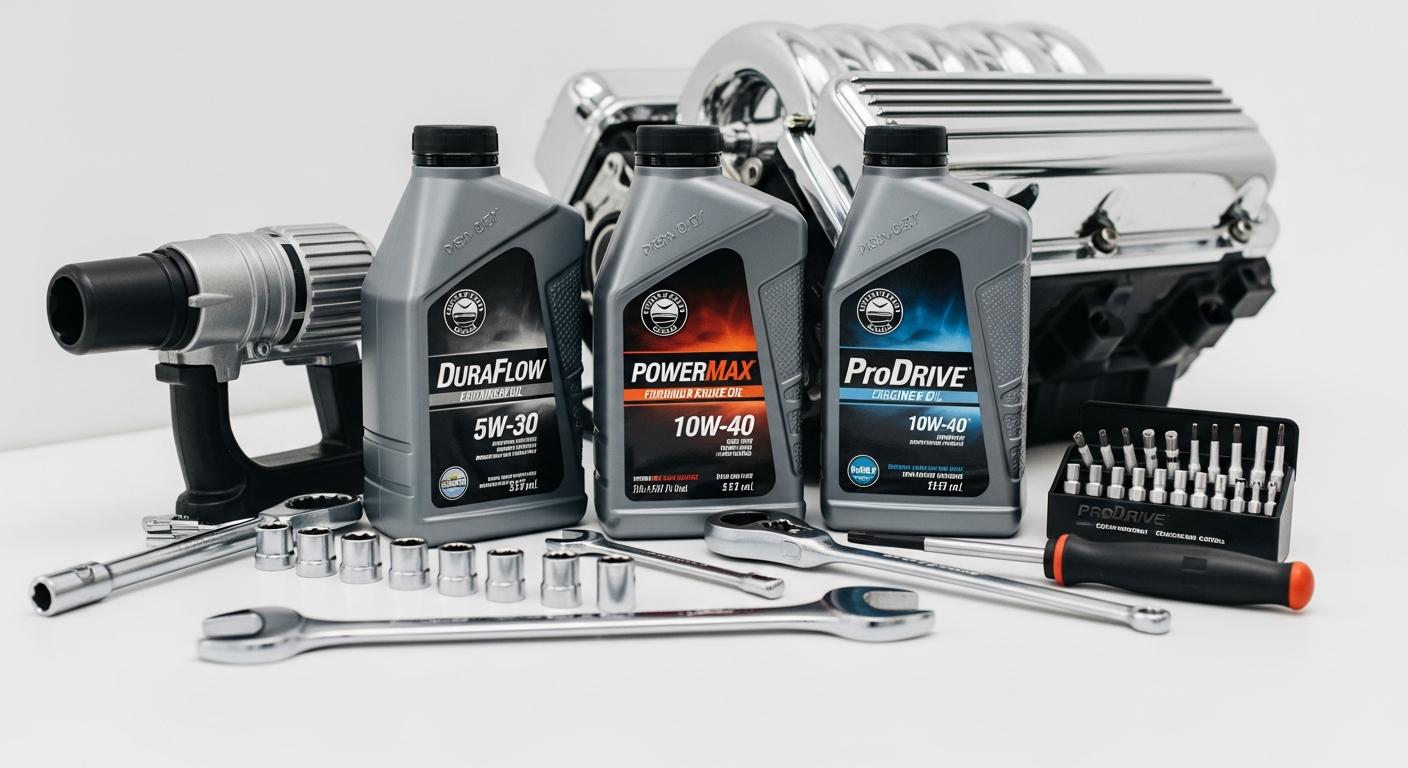 Premium engine oil bottles displayed with viscosity grades and synthetic formulation labels