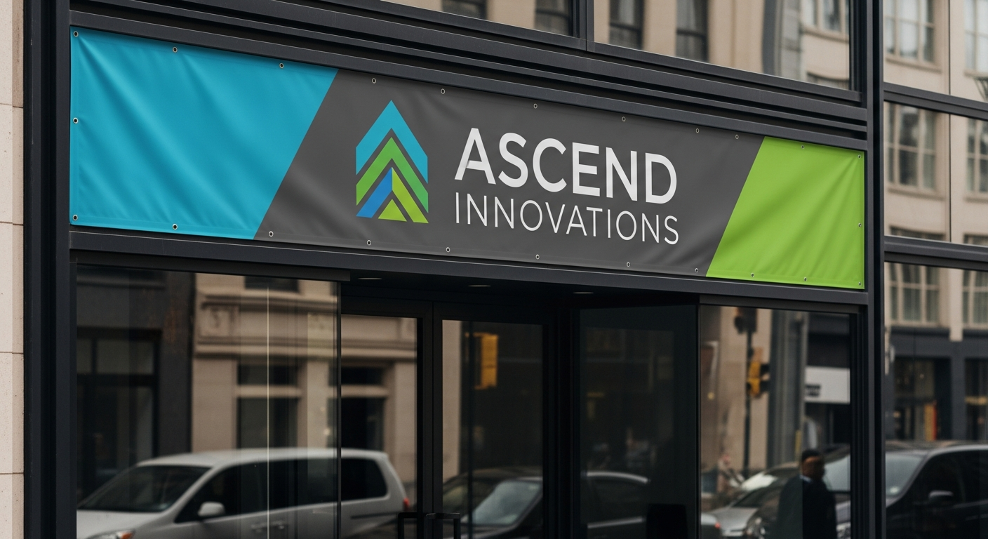 Custom vinyl banner displaying vibrant business advertising graphics with professional printing quality