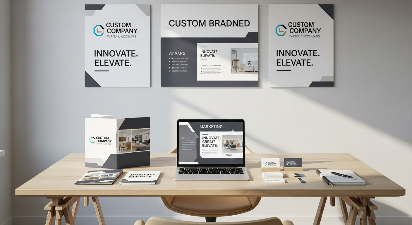 Custom business banner displaying vibrant colors and professional branding design for advertising