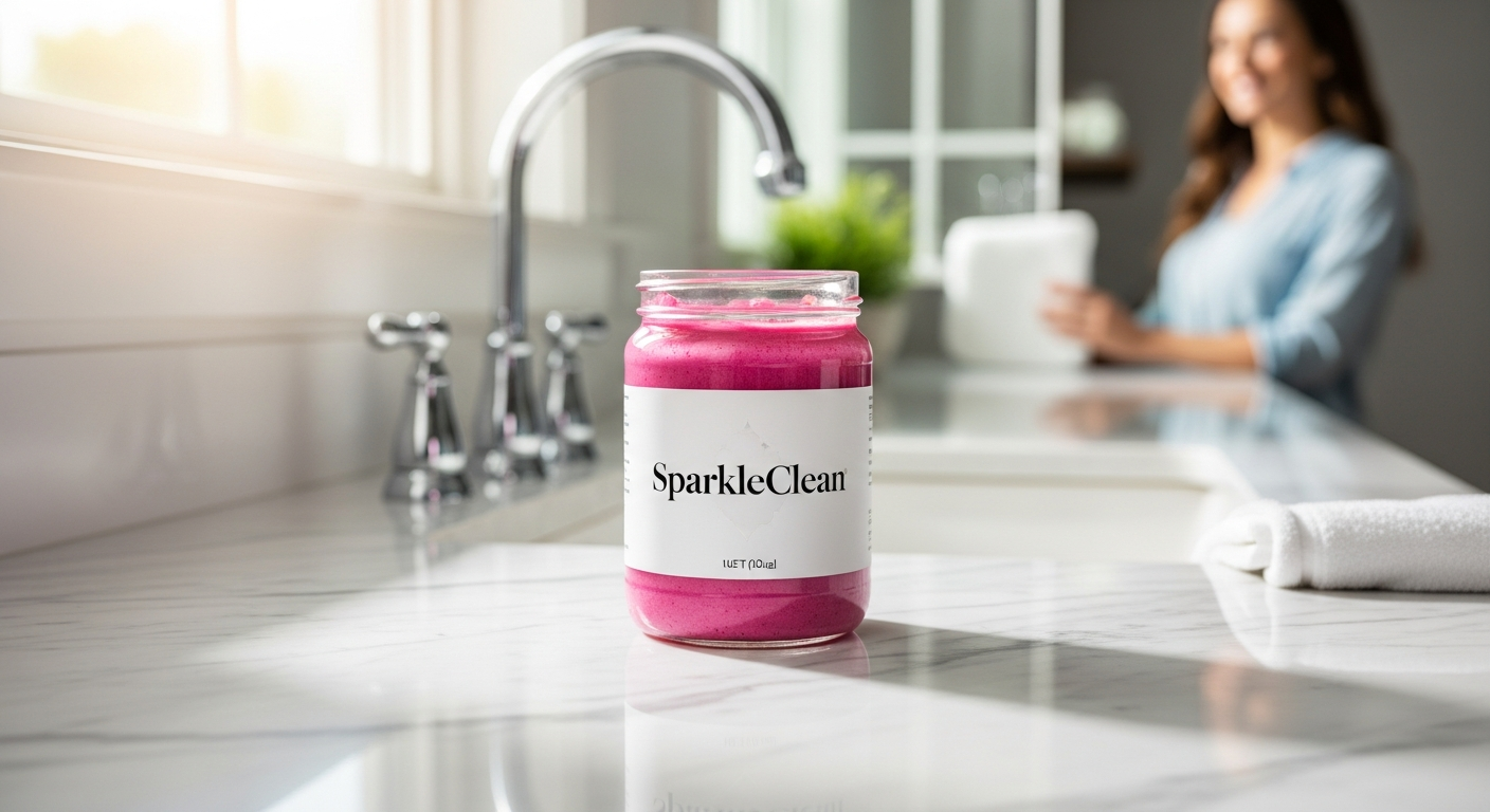 The Pink Stuff Miracle Cleaning Paste jar displayed with before-and-after cleaning transformation images
