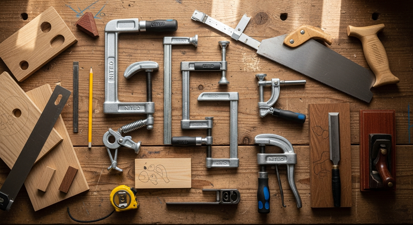 Niteo Clamp Set two-piece woodworking clamps with steel and plastic construction for DIY projects