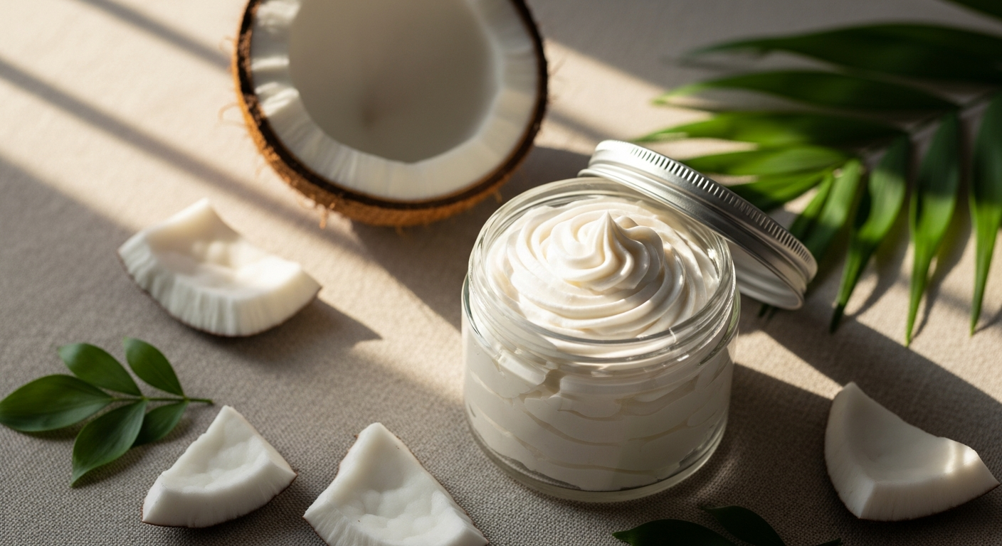 Bubbsi Whipped Coconut Oil Body Cream in animal-shaped silicone bottle with coconut and shea butter ingredients displayed