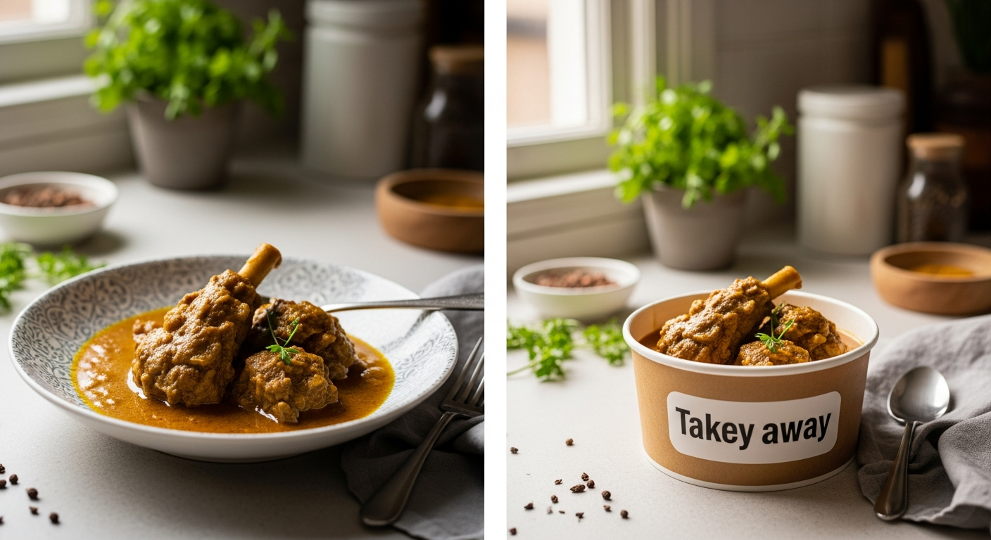 Grandma's Slow-Cooked Yorkshire Lamb Curry ready meal package with aromatic spices and tender lamb
