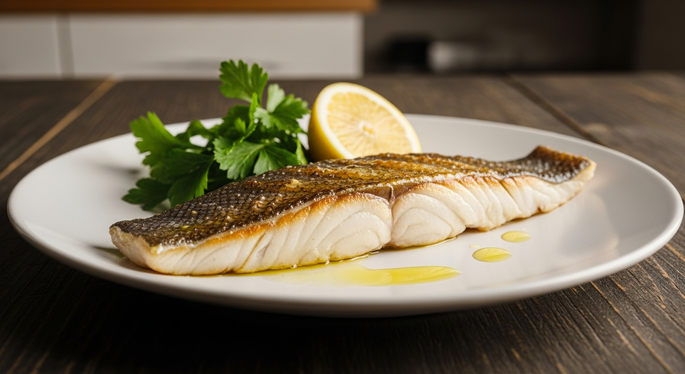 Fresh Citarella Exclusive Tuscan Branzino Fillets displayed on ice with Italian coastal waters in background