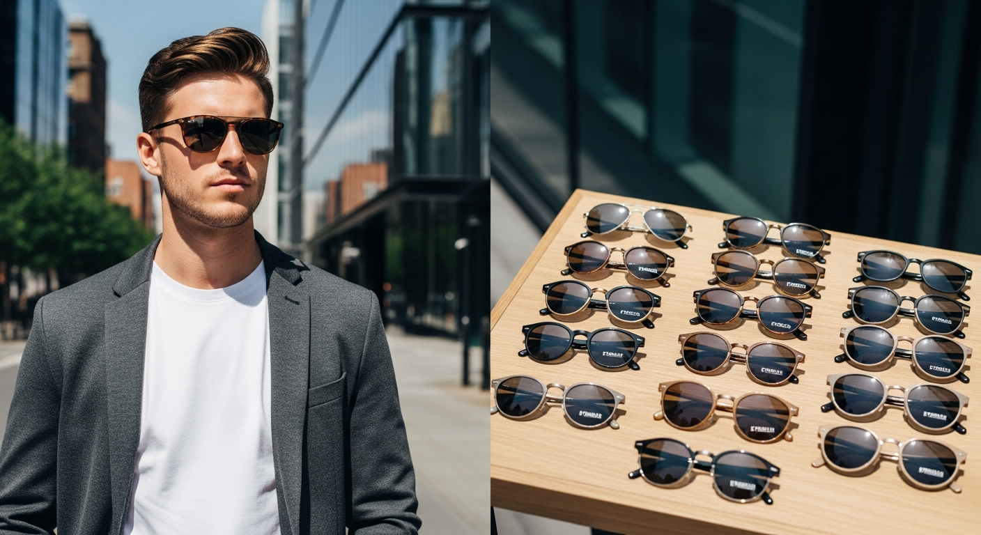 D Franklin stylish affordable sunglasses collection displayed on urban street style background