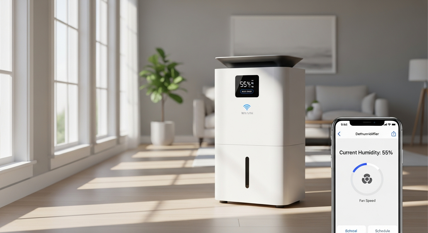 DeubaXXL 20L/jour smart WiFi dehumidifier with app control and wheeled design for home humidity management