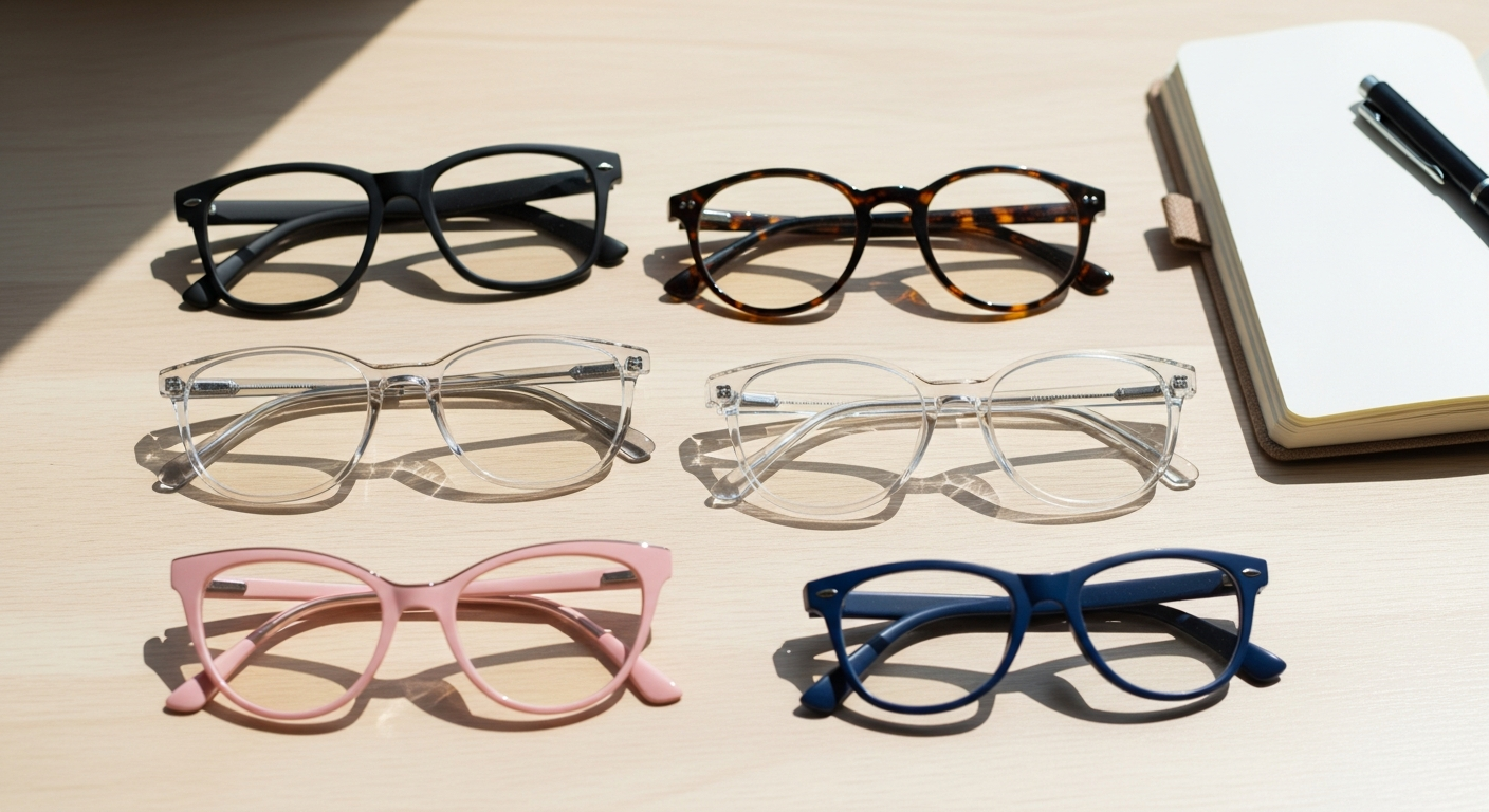 FYTOO affordable prescription eyeglasses frames in various styles and colors displayed on a white background