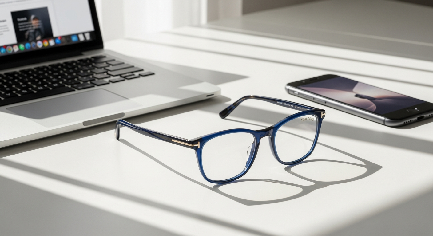 Tom Ford TF5634-B Blue Light Glasses in Shiny Black acetate frame with square silhouette design