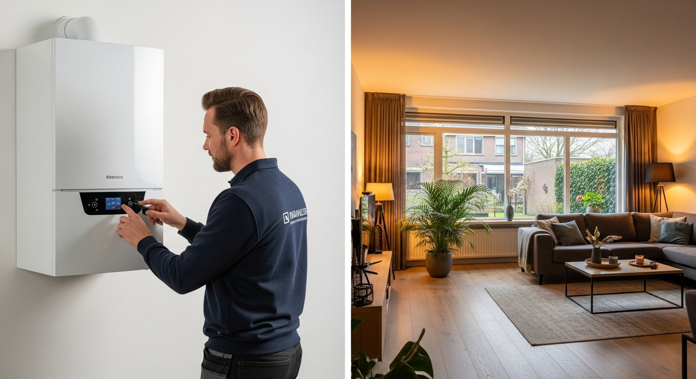 HR-ketel installatie in Nederlandse woning met Feenstra verwarmingsoplossing
