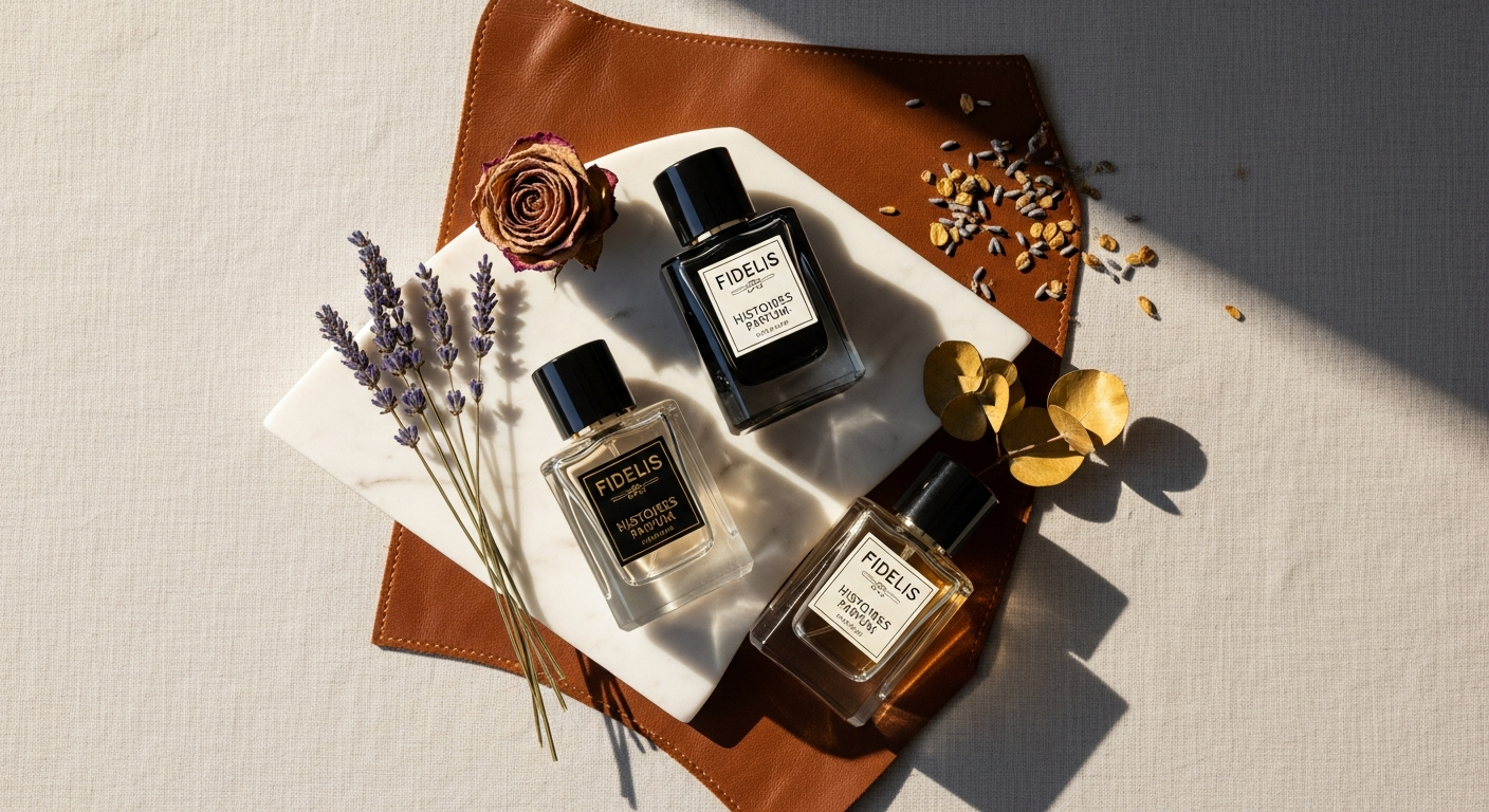 Fidelis Histoires de Parfums amber woody fragrance bottle with saffron and oud notes