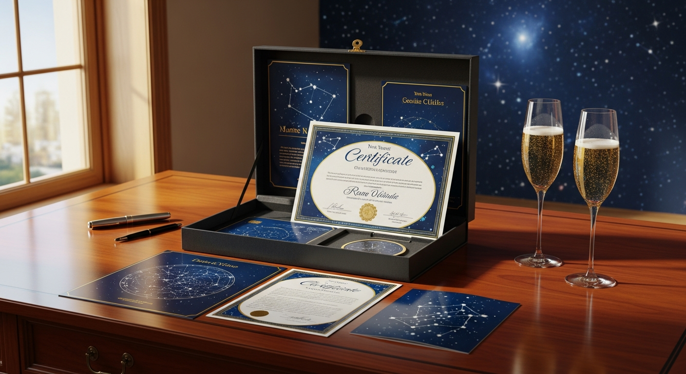 Sterntaufe Silbernova Sternbenennung Geschenkset mit Zertifikat und AR-App Präsentation