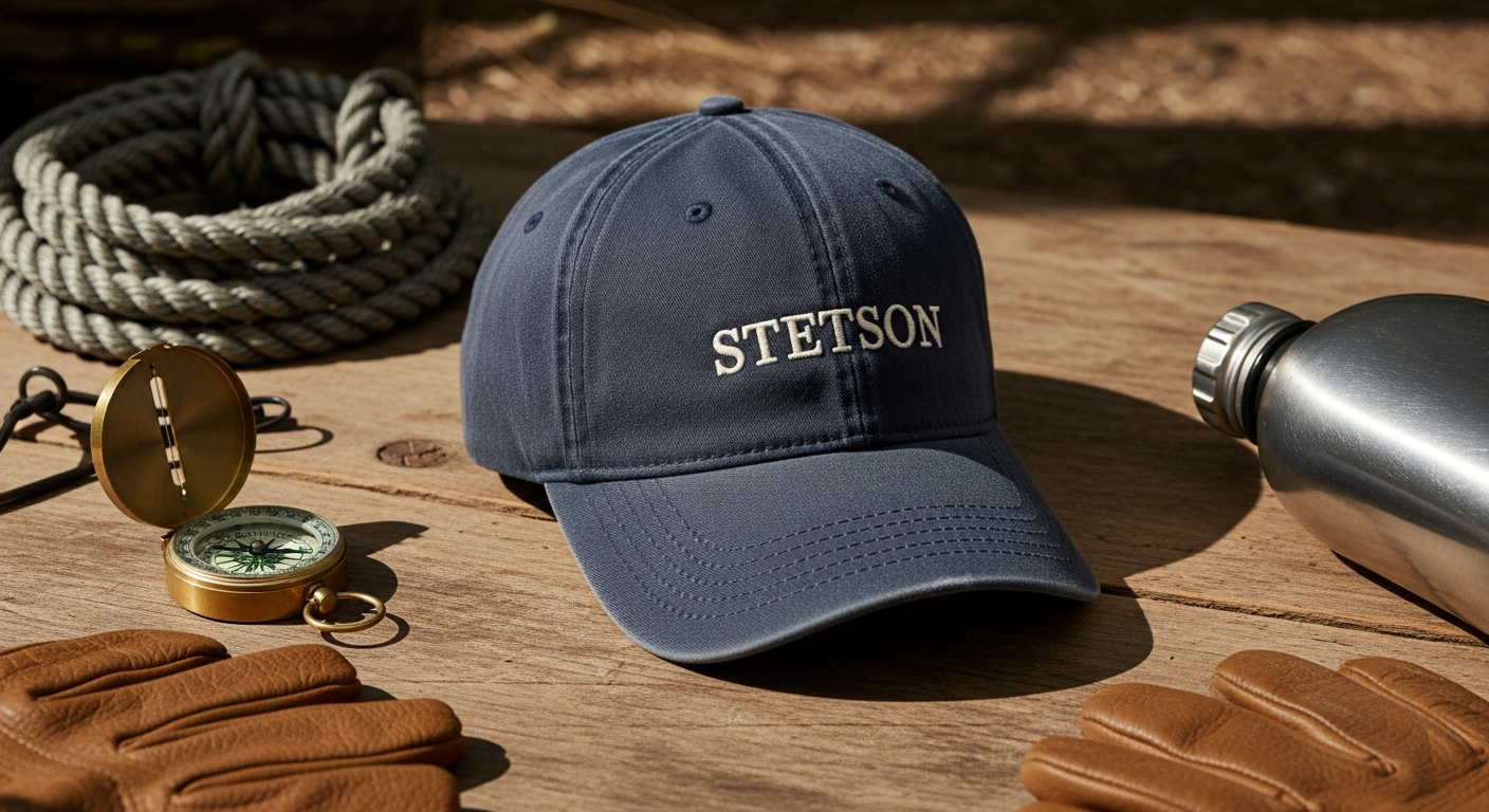 Stetson Classic Cotton Baseball Cap displayed on outdoor enthusiast wearing hiking gear