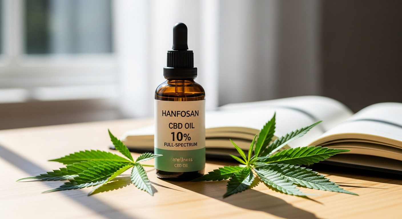 Hanfosan CBD Premium Oil 10% bottle with full-spectrum hemp extract and dropper displayed