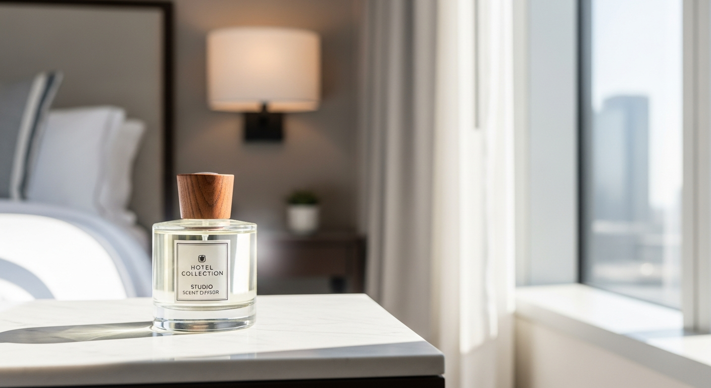 Hotel Collection Studio Scent Diffuser My Way luxury home fragrance diffuser with sleek modern design and Pro-Pod fragrance oil bottle