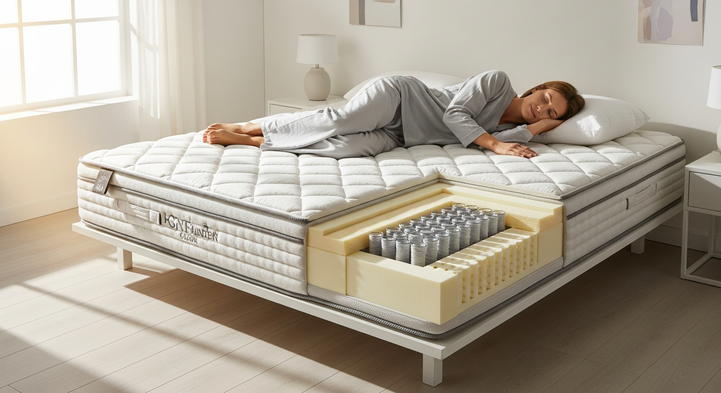 HOTELSHOP.one Exclusiv 7-Zone Pocket Spring Mattress with precision-engineered zones and 1000 pocket springs for pain relief