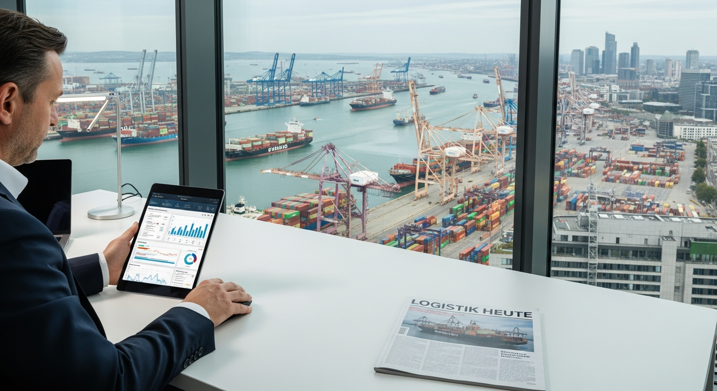 LOGISTIK HEUTE Magazine cover showcasing supply chain strategy insights for German logistics professionals
