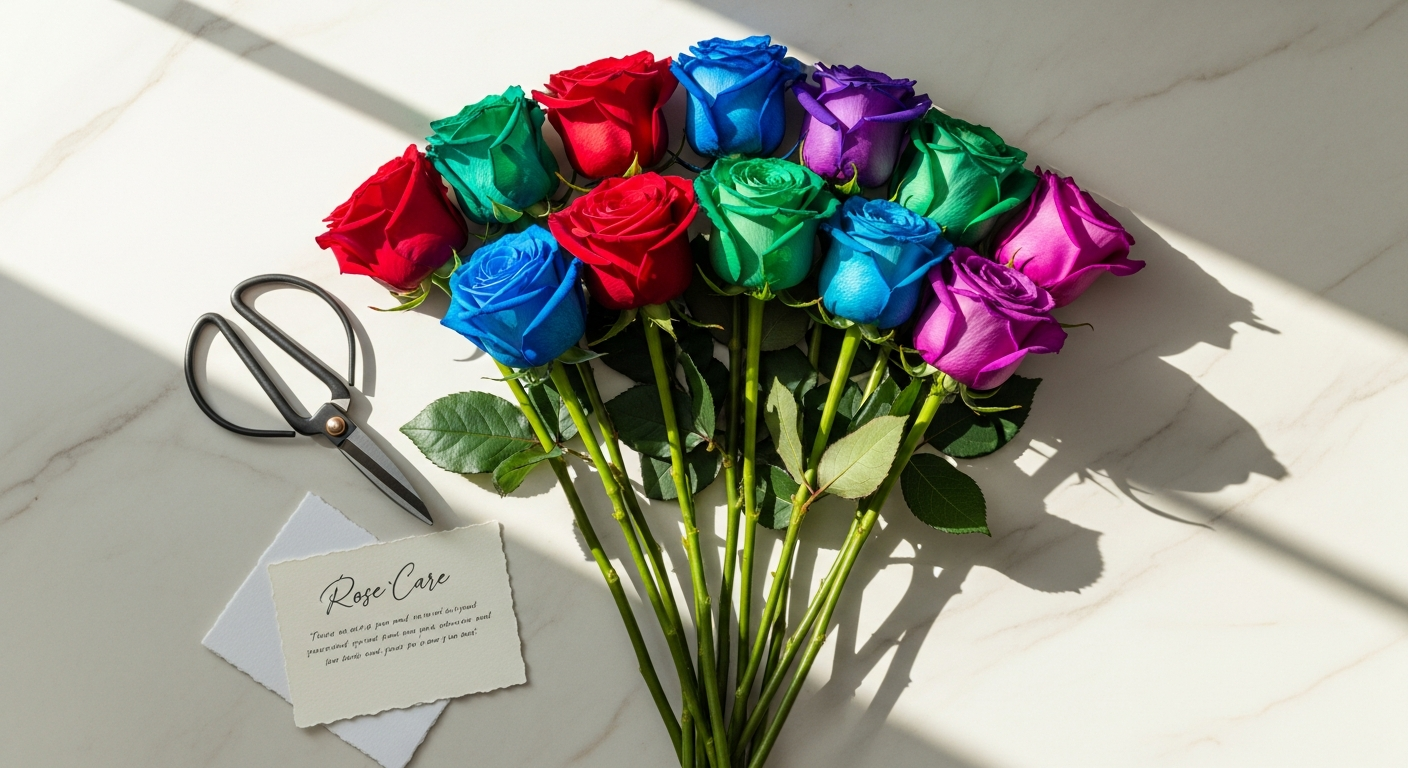 Premium long-stemmed roses in elegant silk ribbon wrapping with lush foliage arrangement