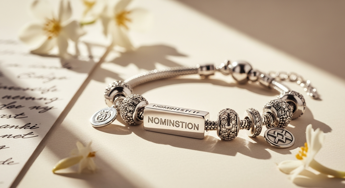 Nomination Classic Engravable Charm bracelet displaying personalized engraving with stainless steel and rose gold finish