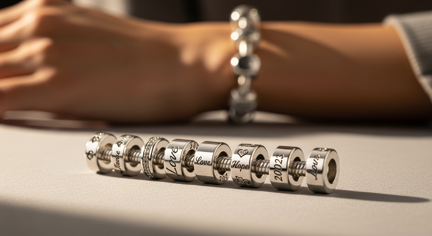 Elegant Nomination engravable charm links in silver, rose gold, and gold finishes displayed on a bracelet