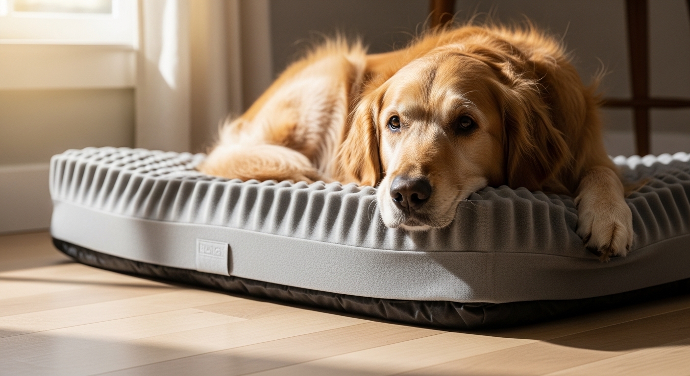 Premium orthopedic dog bed with memory foam support designed for senior dogs and joint health relief