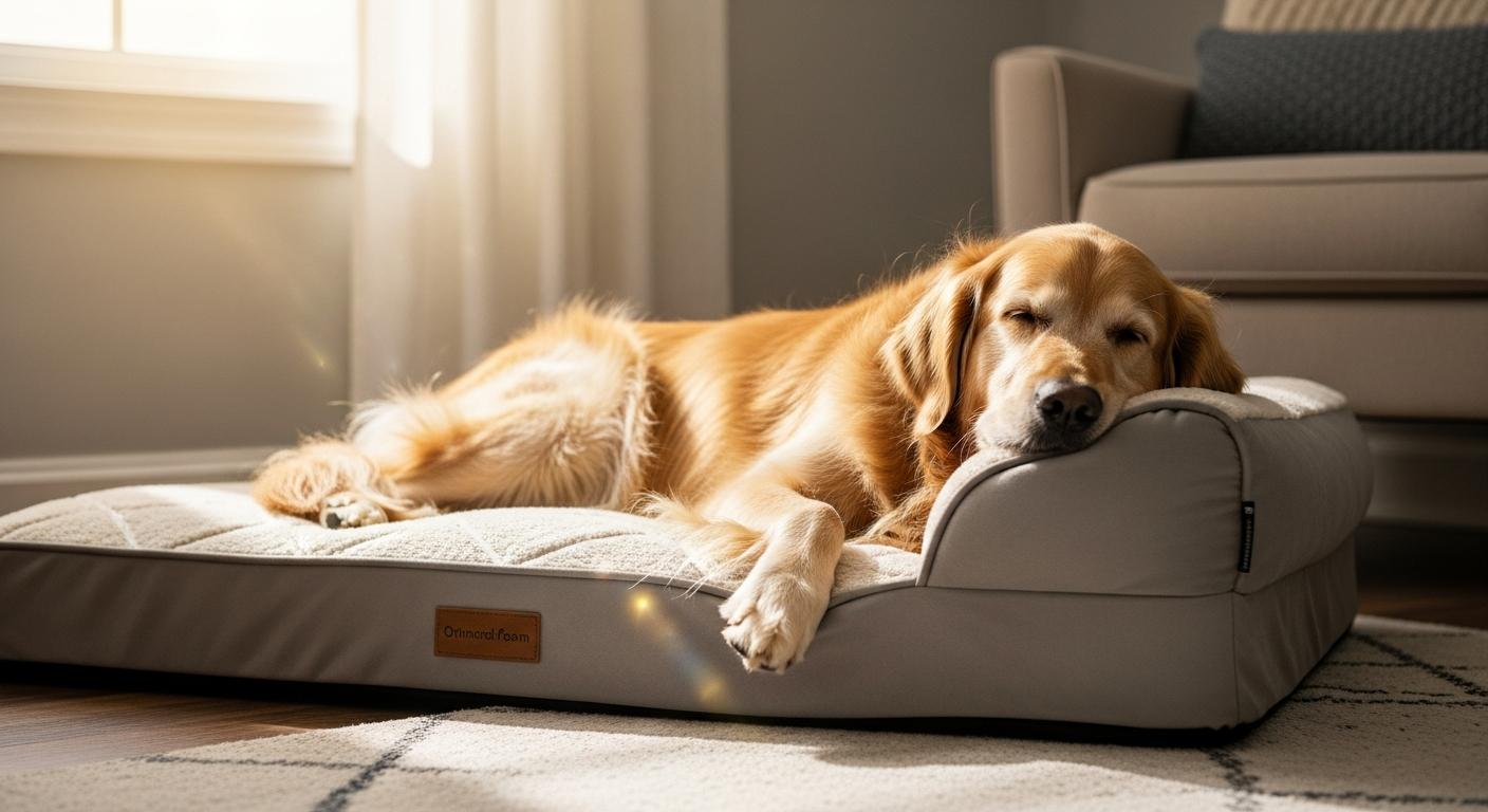 Knuffelwuff Orthopedic Dog Bed Madison with memory foam support for senior dogs and arthritis relief