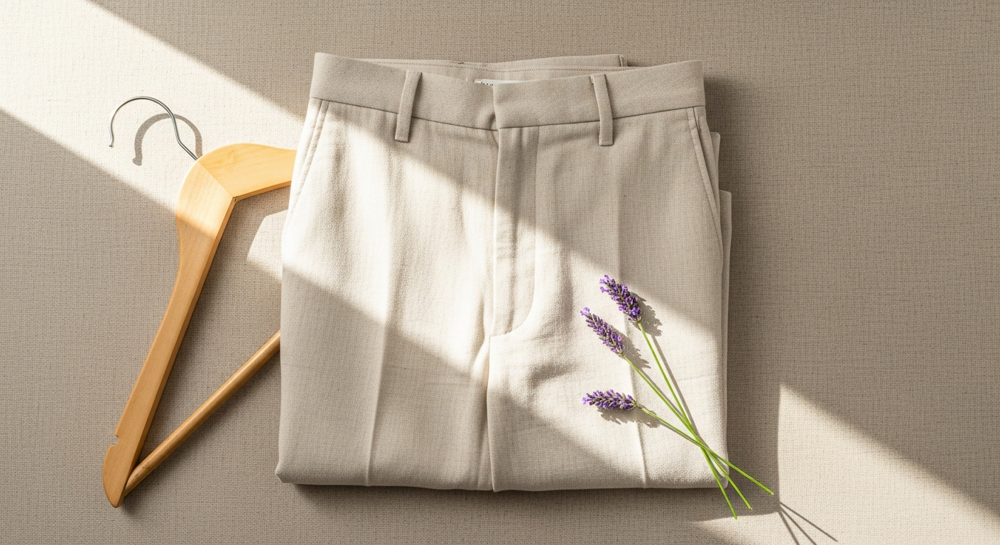 Lintico Kinsley 100% linen trousers in neutral color displayed on model showing relaxed fit