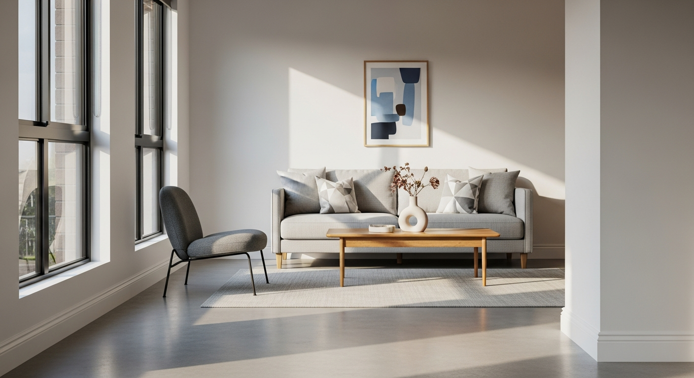 Modern white MDF skirting boards installed along floor-to-wall junction in contemporary interior space