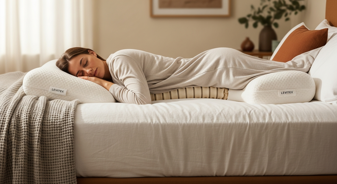 Levitex Sleep Posture Pillow in four depth options displayed for spinal alignment