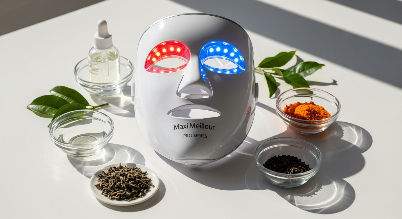 Maxi Meilleur Pro Series LED Gezichtsmasker with 368 blue and red light LEDs for professional acne treatment