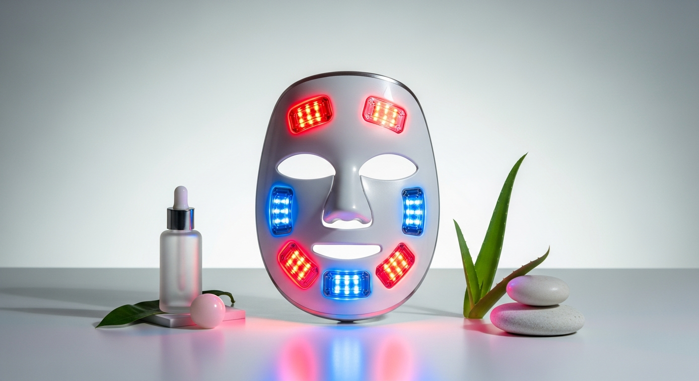 Maxi Meilleur LED gezichtsmasker met rood, blauw, geel en infrarood licht voor huidtherapie