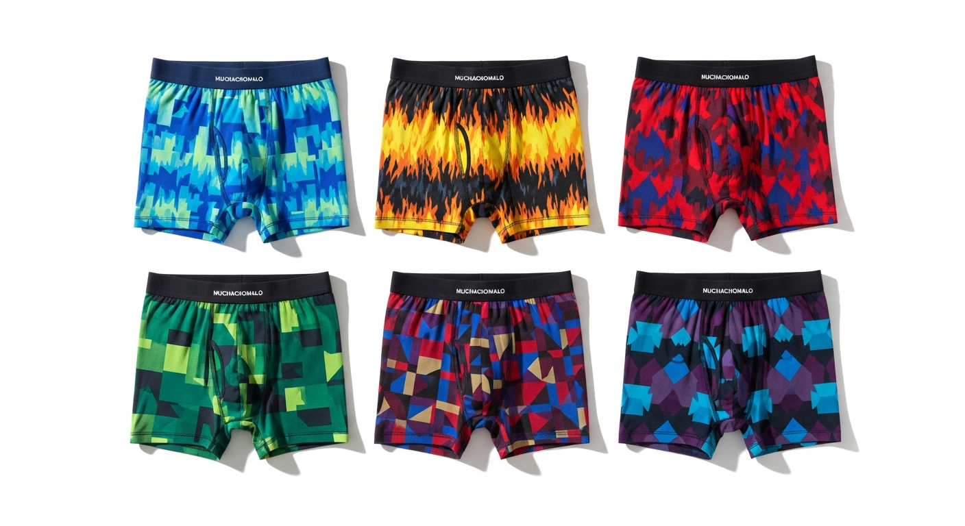Muchachomalo Men's Cotton Boxer Shorts 7-Pack displaying premium cotton construction and bold artistic designs