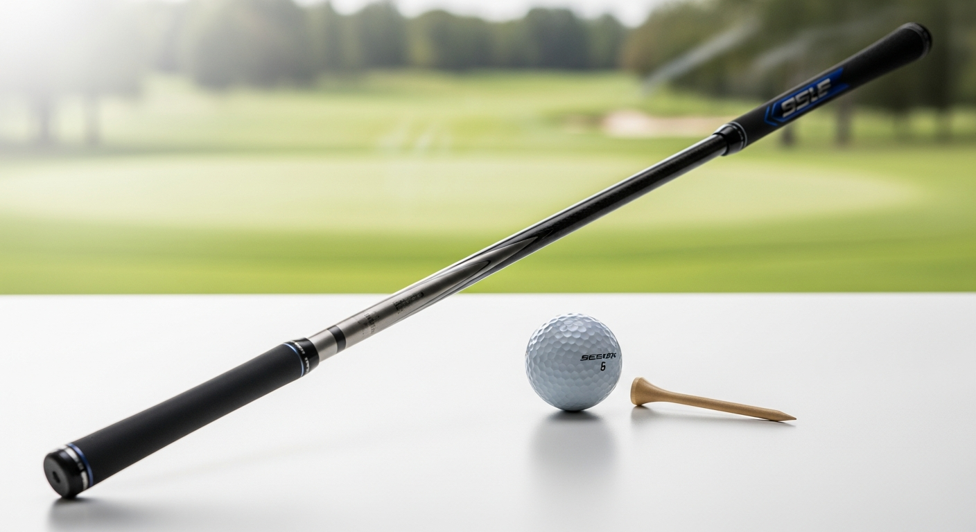 Newton Motion golf driver shaft with iridescent color-shifting finish displayed against professional golf background