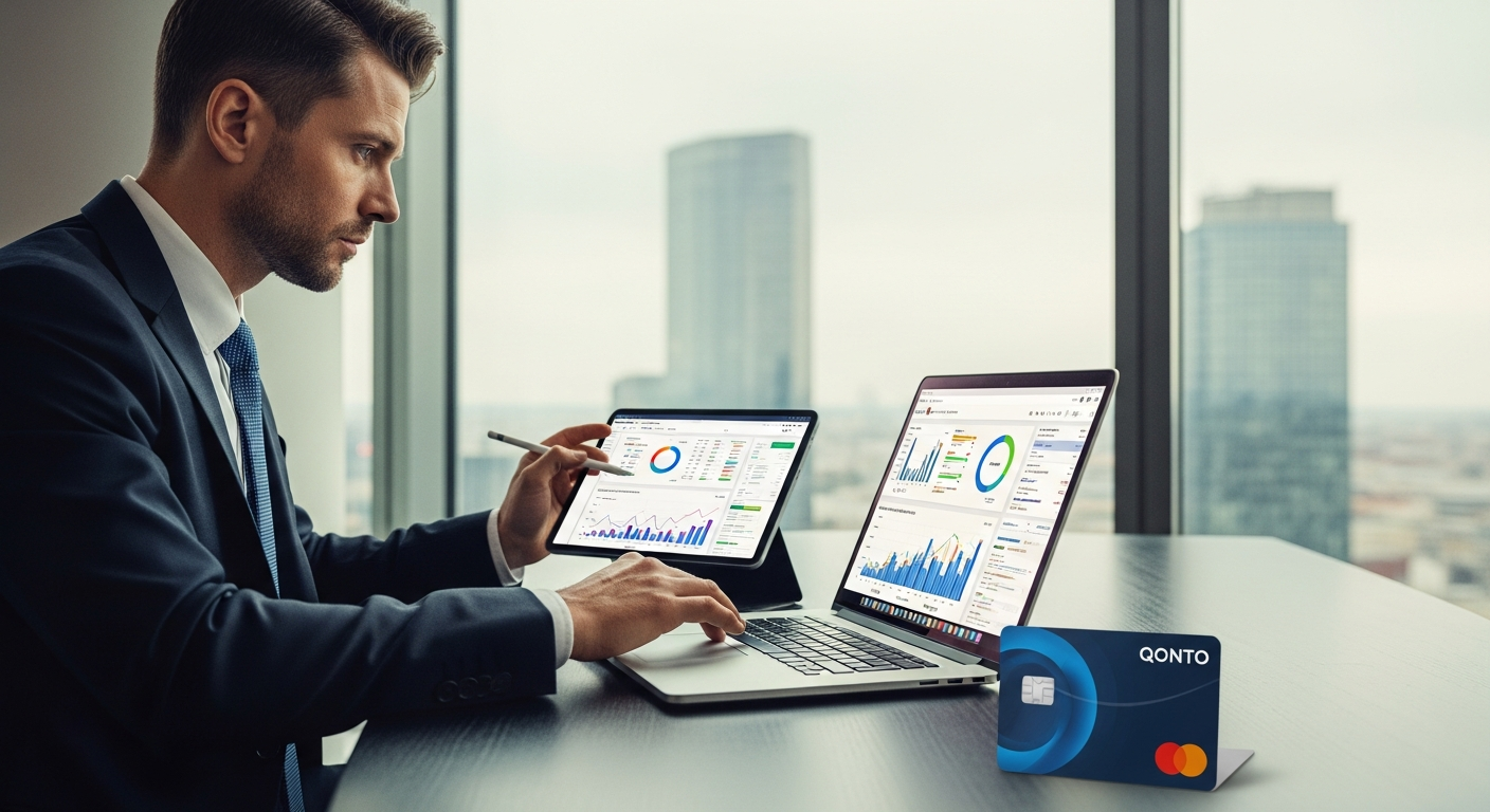 Qonto Smart Business Account Plan dashboard showing financial tools and accountant access features for Austrian SMEs