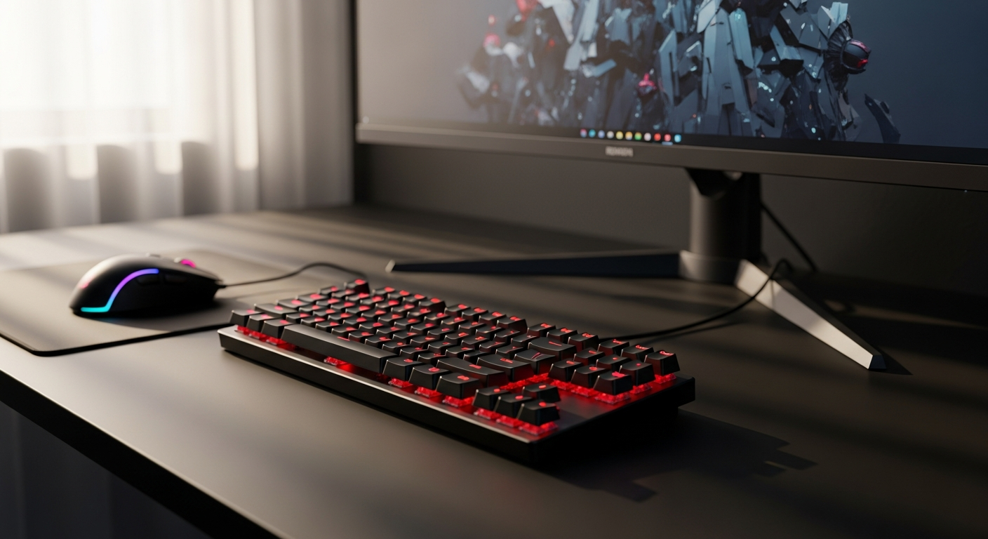 Redragon K552 Kumara mechanical gaming keyboard with RGB lighting and metal chassis on desk