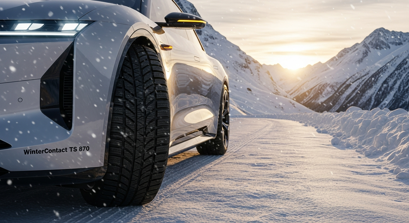 Continental WinterContact TS 870 winter tire showcasing advanced tread design and Cool Chili compound technology